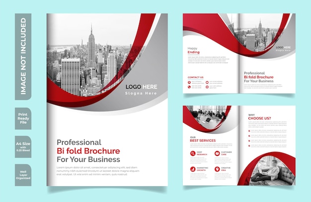 Vetor modelo de design de brochura profissional com duas dobras de negócios