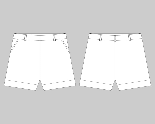 Vetor modelo de design de calções de esboço técnico