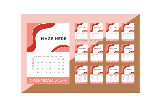 Vetor modelo de design de calendário anual com fundo branco