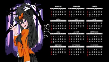 Modelo de design de calendário de anime 2023