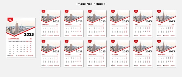 Vetor modelo de design de calendário de ano novo 2023