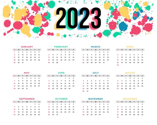 Modelo de design de calendário de ano novo de 2023 moderno