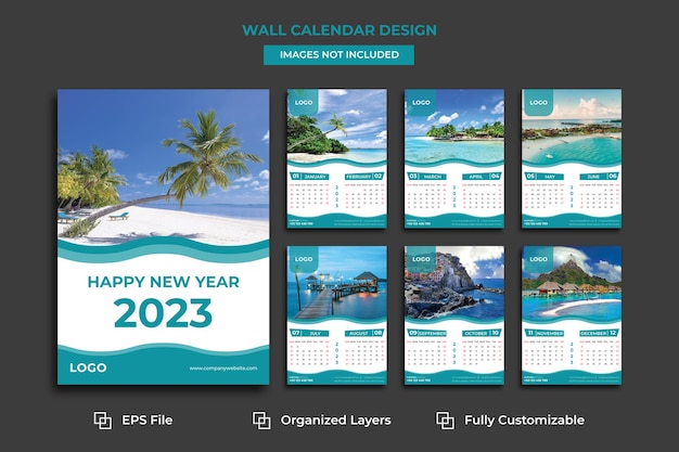 Vetor modelo de design de calendário de ano novo de 2023