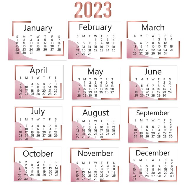 Modelo de design de calendário de ano novo de 2023