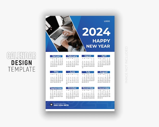 Modelo de design de calendário de ano novo moderno 2024