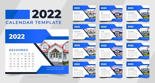 Modelo de design de calendário de mesa 2022