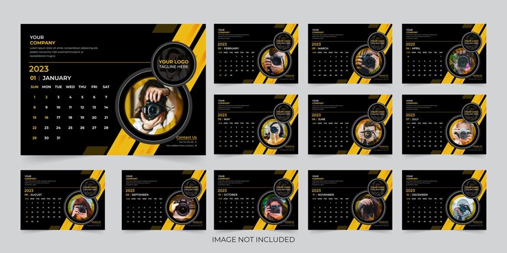 Vetor modelo de design de calendário de mesa de ano novo moderno de 2023 vetor