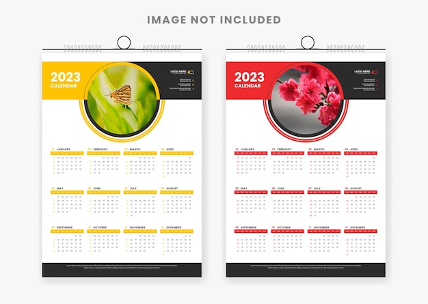 Modelo de design de calendário de parede colorido 2023