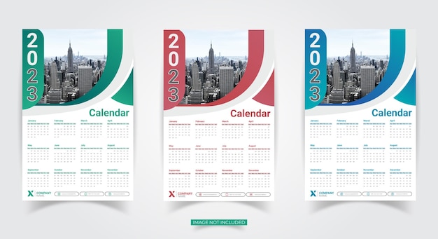Modelo de design de calendário de parede de negócios simples colorido moderno 2023 vetor grátis