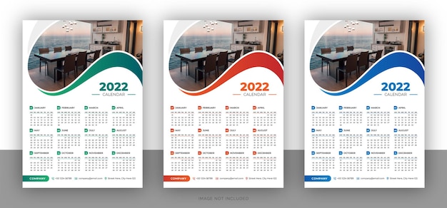 Modelo de design de calendário de parede empresarial colorido