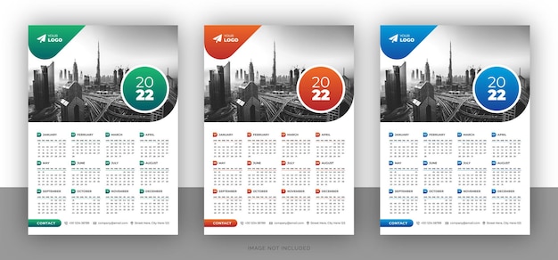 Modelo de design de calendário de parede empresarial colorido