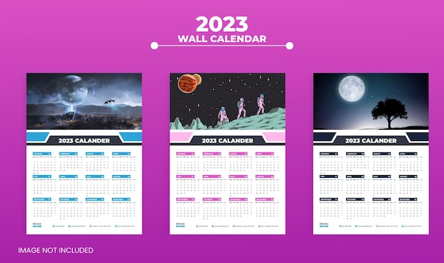 Vetor modelo de design de calendário de parede moderno 2023