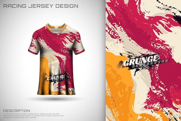 Modelo de design de camisa esportiva grunge para camisa de corrida de ciclismo de jogo de futebol