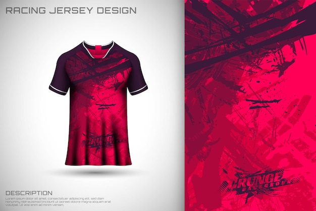 Modelo de design de camisa esportiva grunge para camisa de corrida de ciclismo de jogo de futebol