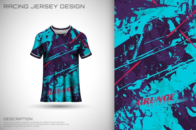 Modelo de design de camisa esportiva grunge para camisa de corrida de ciclismo de jogo de futebol