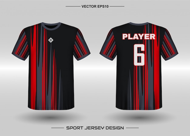 Modelo de design de camisa esportiva para uniformes de time de futebol