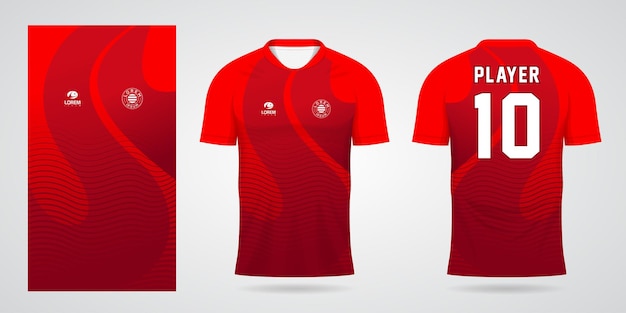 Modelo de design de camisa esportiva vermelha