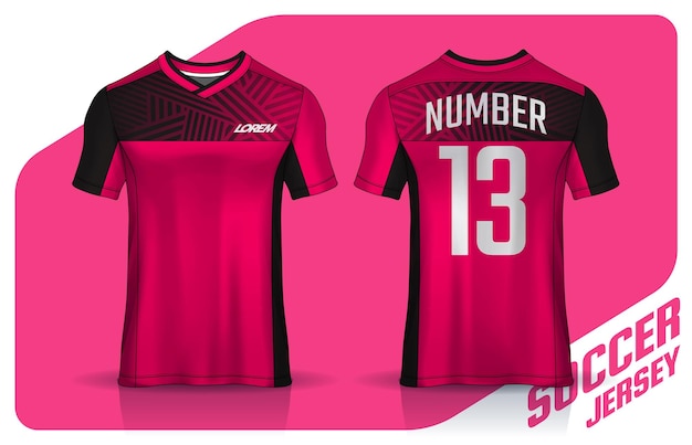 Vetor modelo de design de camiseta esportiva maquete de camisa de futebol para uniforme de clube de futebol vista frontal e traseira