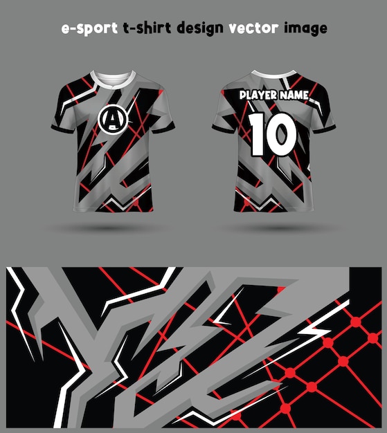 Modelo de design de camiseta para jogos ou jersey esport