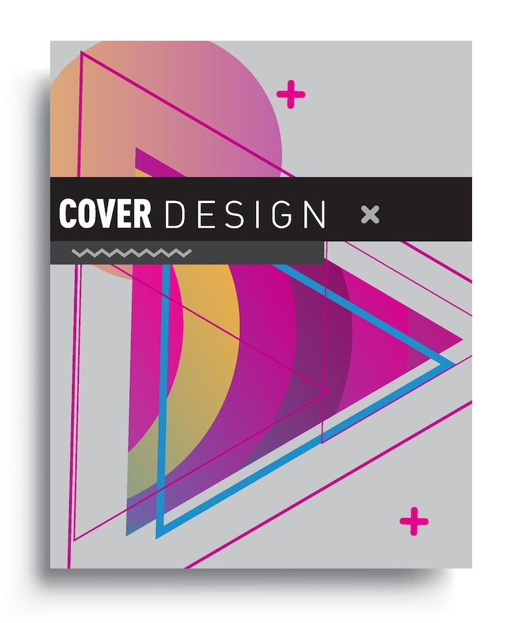 Vetor modelo de design de capa com fundo geométrico abstrato e colorido