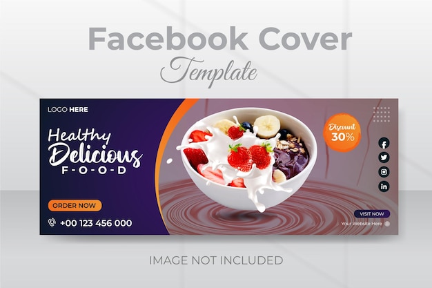 Modelo de design de capa de facebook de comida com vetor premium