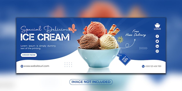Vetor modelo de design de capa de facebook de sorvete especial delicioso