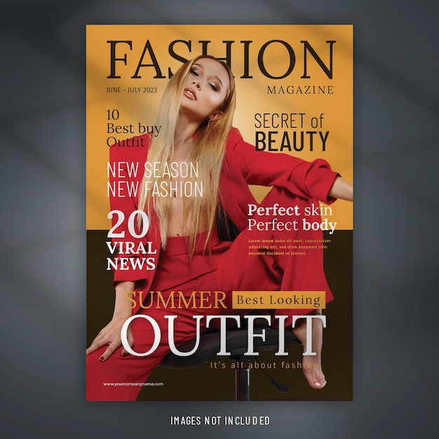Modelo de design de capa de revista de moda