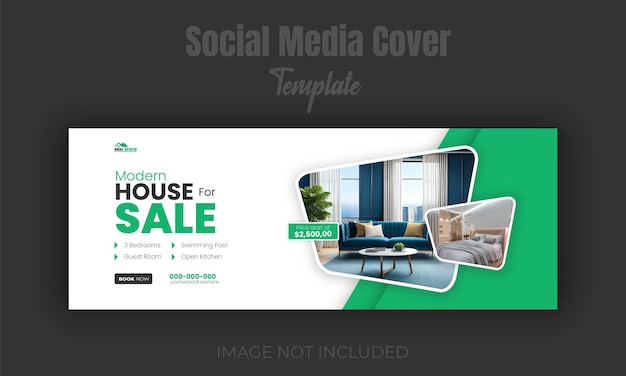 Modelo de design de capa do Facebook para venda de propriedades imobiliárias