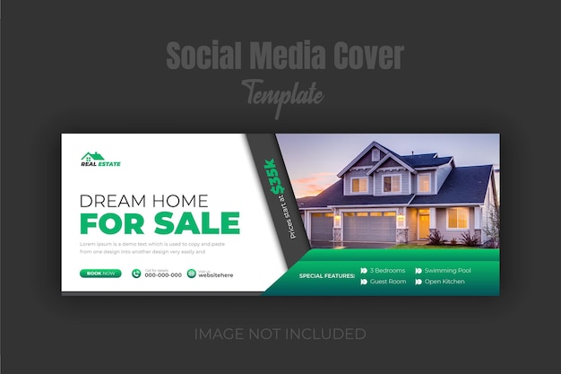 Modelo de design de capa do facebook para venda de propriedades imobiliárias