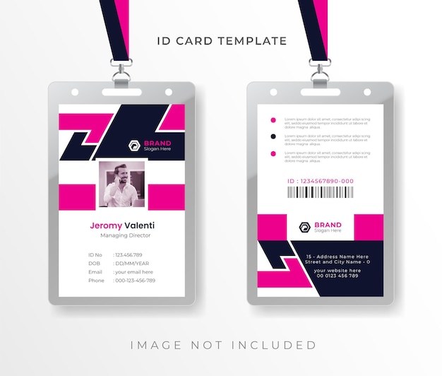 Vetor modelo de design de cartão de identificação cartão de identidade de negócios corporativos criativos para funcionários frente e verso