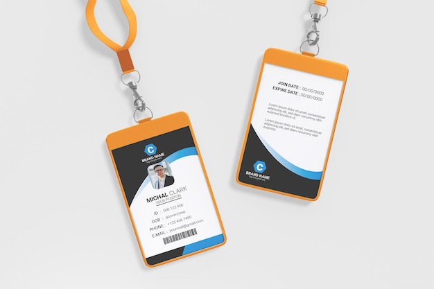Modelo de design de cartão de identificação de funcionário de equipe corporativa e modelo de design de cartão de identificação de agência