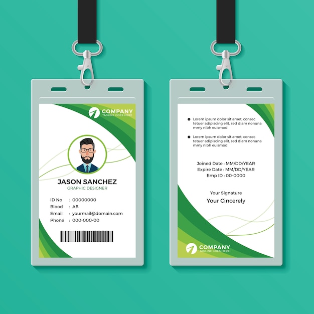 Modelo de design de cartão de identificação gráfico verde