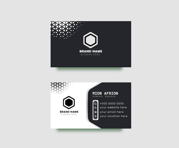 Modelo de design de cartão de visita de luxo preto e branco vetorial