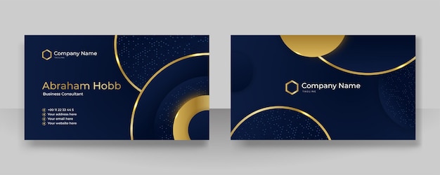 Modelo de design de cartão de visita de ouro azul criativo e limpo moderno Fundo de design de cartão de visita elegante de luxo com linhas de onda elegantes geométricas abstratas simples na moda ilustração vetorial