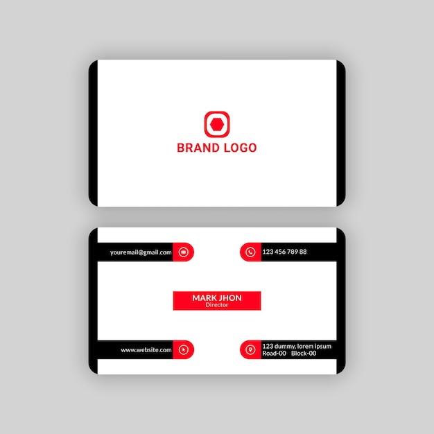 Modelo de design de cartão de visita moderno elegante profissional vermelho e branco