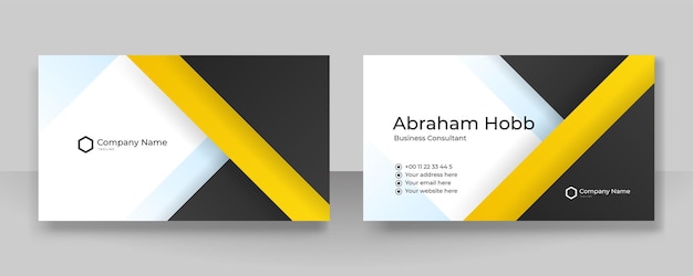 Modelo de design de cartão de visita simples amarelo laranja e preto moderno com estilo corporativo
