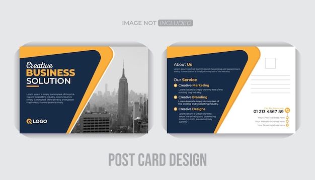 Modelo de design de cartão postal corporativo duplo de layout simples com layout colorido