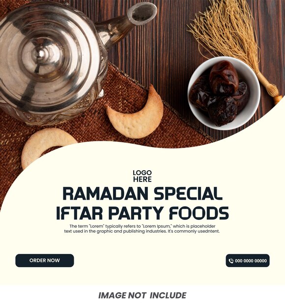 Modelo de design de cartaz de comida de mídia social ramadan