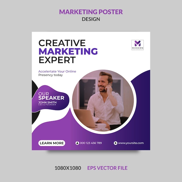 Modelo de design de cartaz de especialista em marketing digital