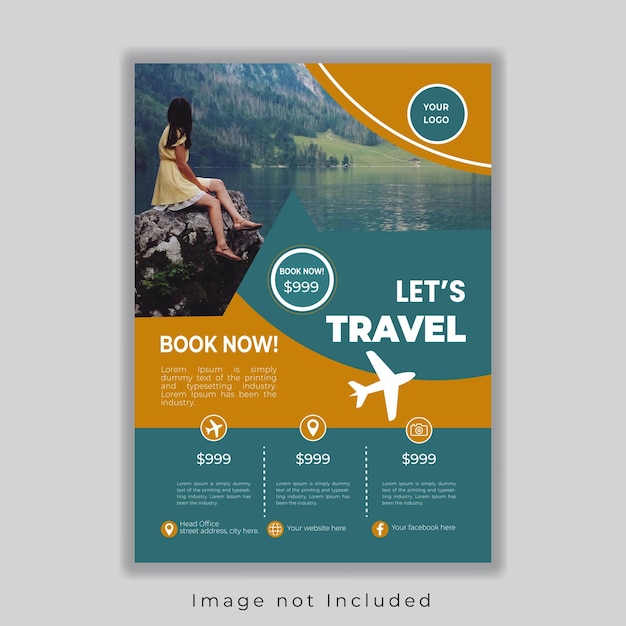 Modelo de design de cartaz de folheto de viagem