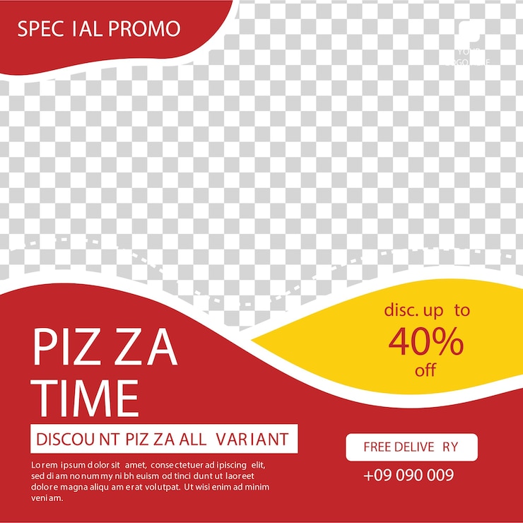Vetor modelo de design de cartaz de mídia social de comida de pizza para download gratuito