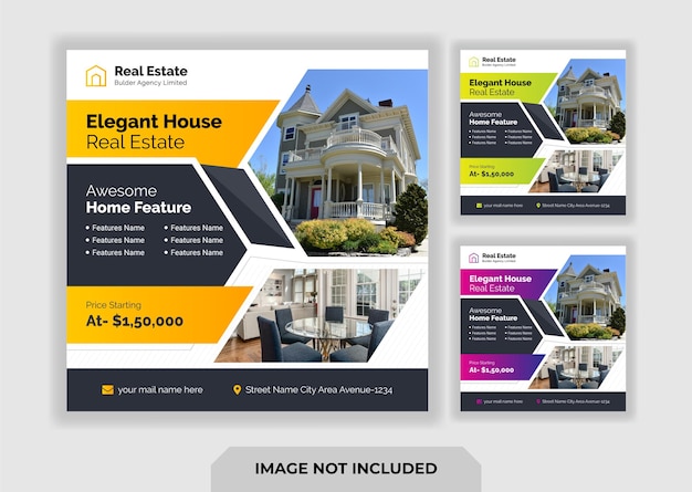 Vetor modelo de design de cartaz de mídia social para empresas imobiliárias