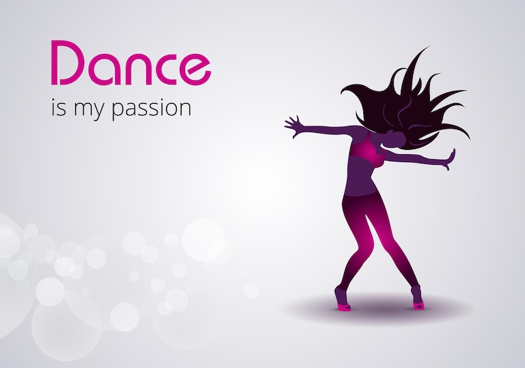 Vetor modelo de design de cartaz ou cartão de saudação com dançarina a dança é minha paixão