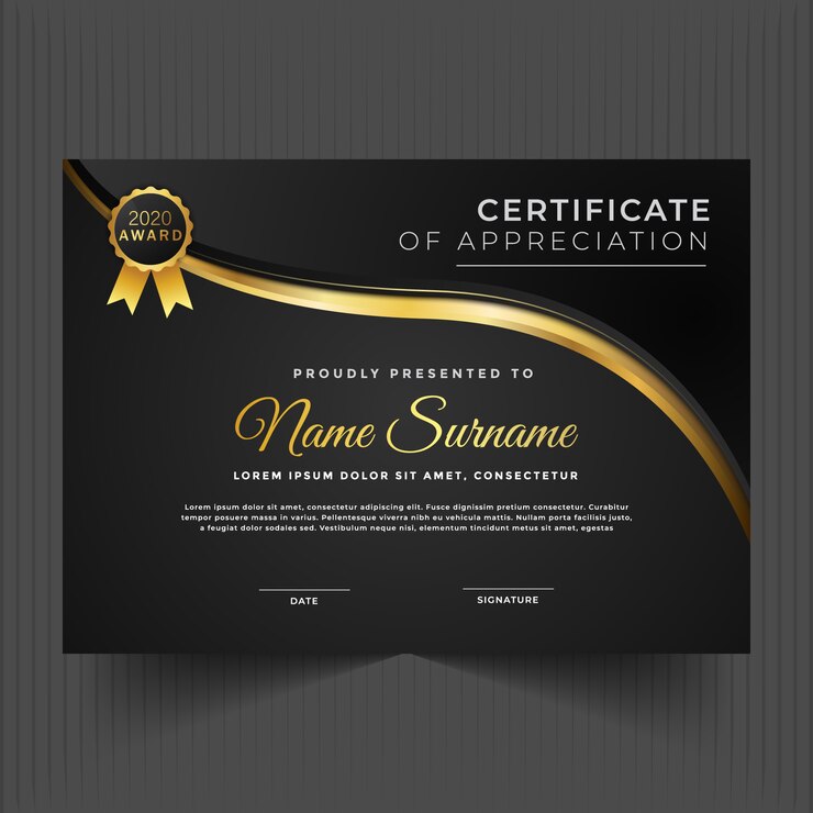 Vetor modelo de design de certificado abstrato premium