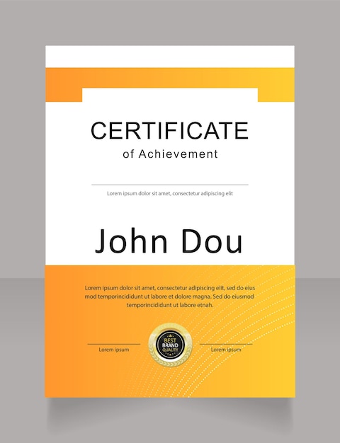 Modelo de design de certificado de conquista de estudante de psicologia