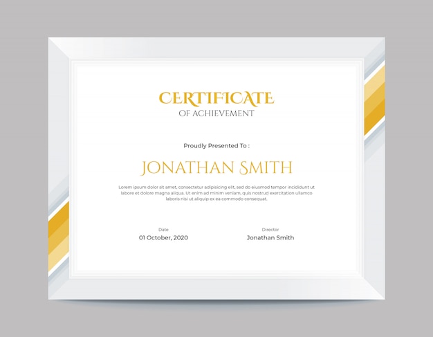 Modelo de design de certificado de fronteira de formas geométricas de ouro simples