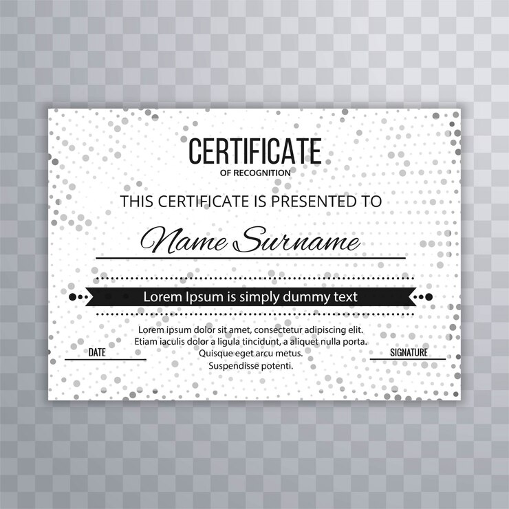 Vetor modelo de design de certificado pontilhada abstrata