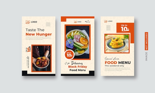 Modelo de design de comida e história no Instagram para promoção de mídia social