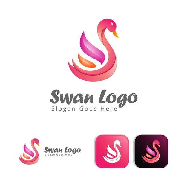 Modelo de design de conceito de logotipo moderno swan