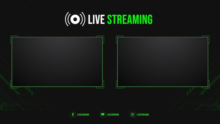 Vetor modelo de design de conjunto de quadro de sobreposição de painel de tela moderno para streaming de jogos